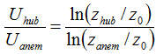 equations_Uhub_Uanem_log_law