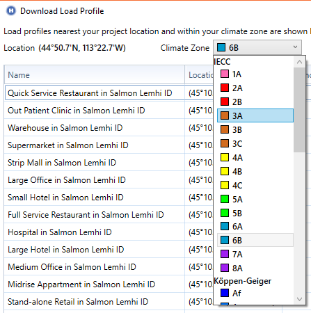 Climate Drop down