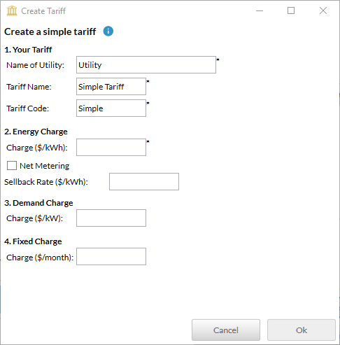 create simple tariff