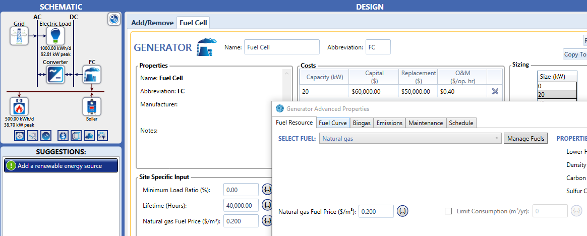 Fuel cell natural gas