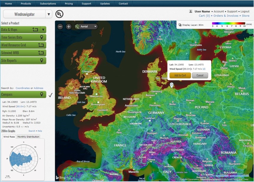 International wind map